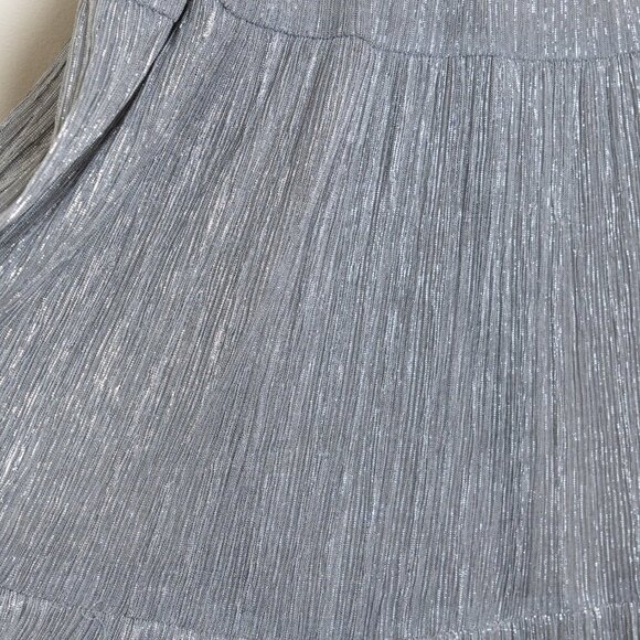 Dress the Population Dream Metallic Tiered Midi Dress Silver Gray - Picture 8 of 12